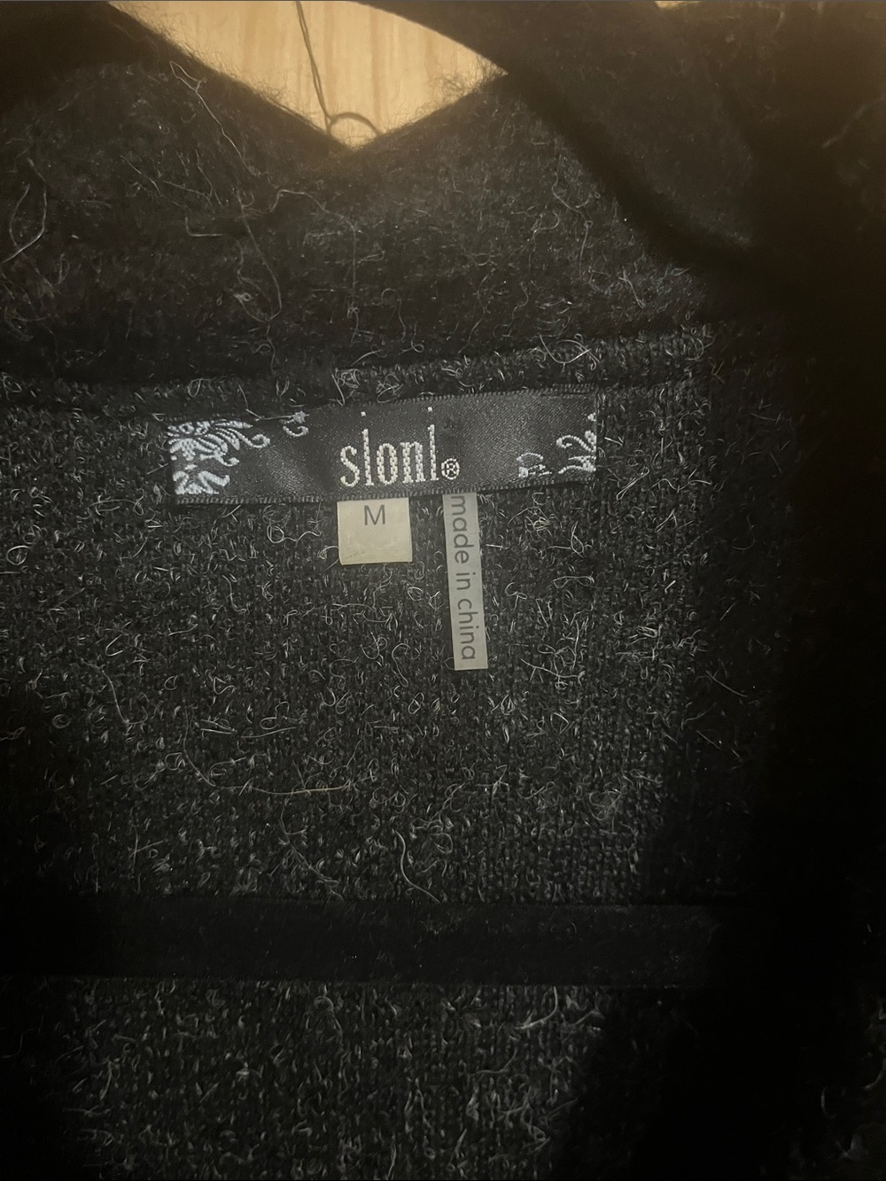 Sioni Black Wool Blend Cardigan Sweater with Multicolor Embroidery - Picture 2 of 8